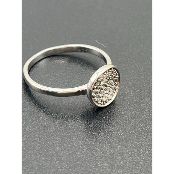 AGATHA Designer Signed Sterling Silver Pave Crystal Disc Ring Sz 7.25 - Picture 5 of 8